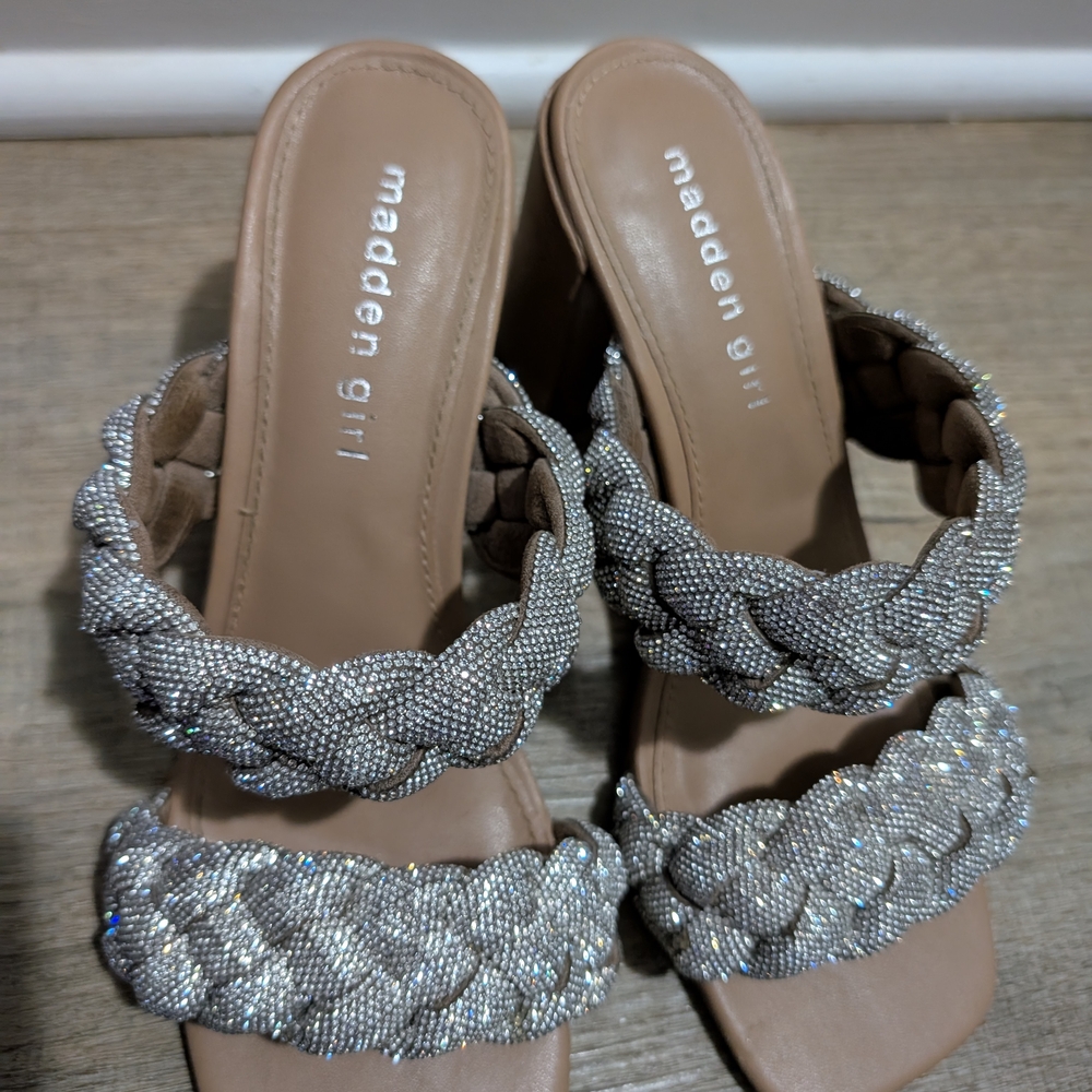 Madden Girl Silver Braided Heels